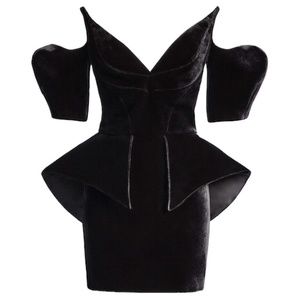 Mugler X H&M Velvet Peplum Dress